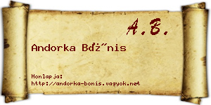Andorka Bónis névjegykártya